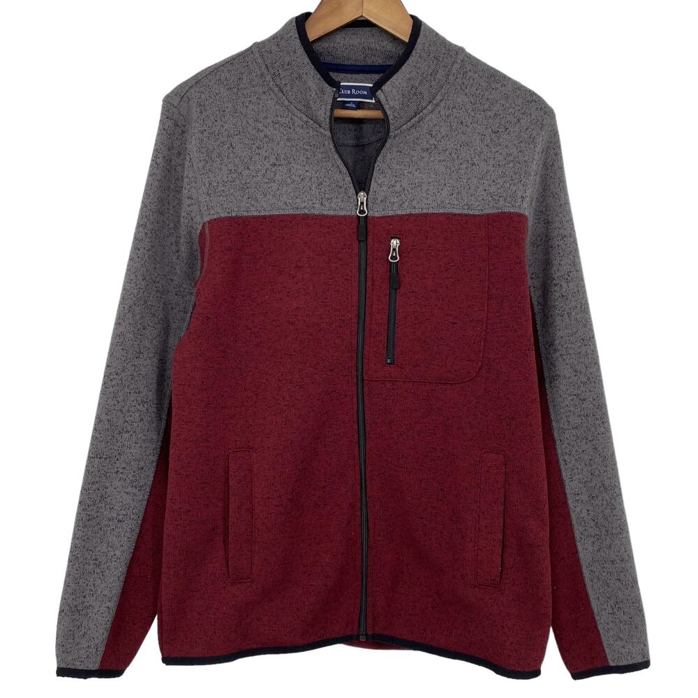 CLUB ROOM NWT Men's Full Zip Colorblock Mock Neck Fleece Jacket Coat Size Small